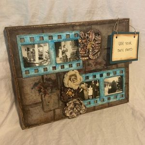 Handmade mixed media “vintage photo film reel” canvas